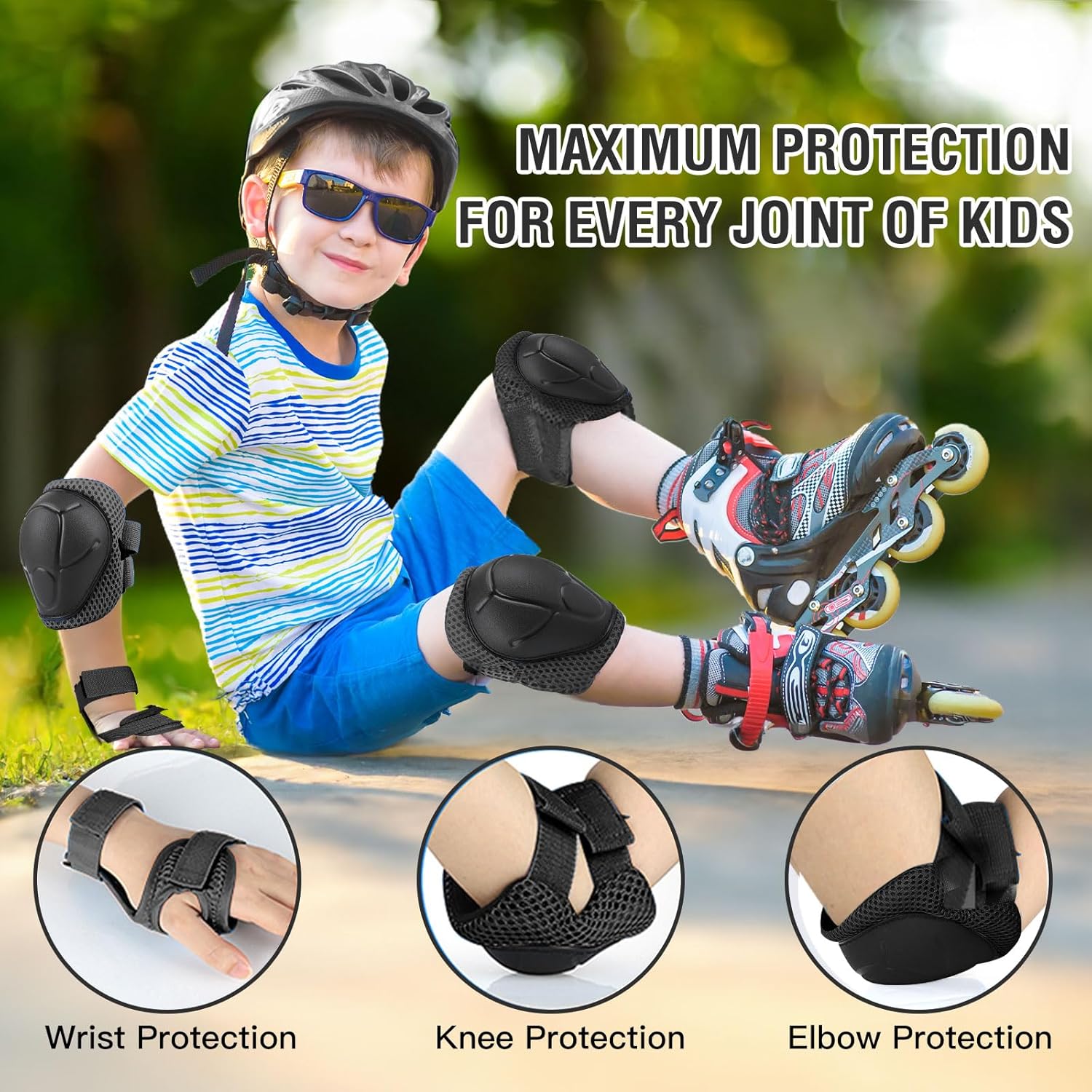 6PCS Kids Protective Gear Set  - Mountain Biking Elbow Pads 评论和价格